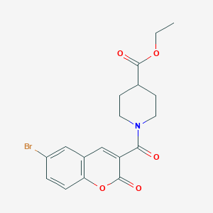 molecular formula C18H18BrNO5 B2663080 ethyl 1-[(6-bromo-2-oxo-2H-chromen-3-yl)carbonyl]-4-piperidinecarboxylate CAS No. 695218-50-9