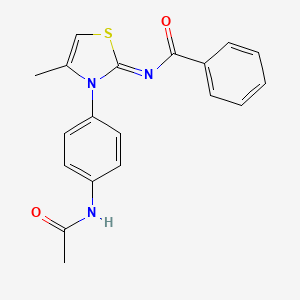 molecular formula C19H17N3O2S B2663082 (Z)-N-(3-(4-乙酰氨基苯基)-4-甲基噻唑-2(3H)-基亚甲基)苯甲酰胺 CAS No. 402945-82-8