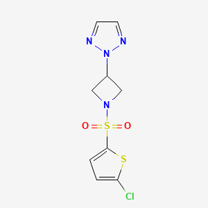 molecular formula C9H9ClN4O2S2 B2663092 2-(1-((5-氯噻吩-2-基)磺酰)氮杂环丁烷-3-基)-2H-1,2,3-噻唑 CAS No. 2176069-62-6