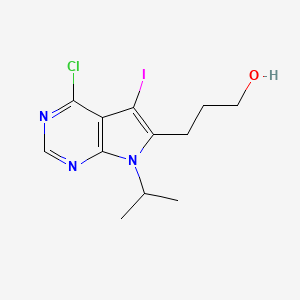 molecular formula C12H15ClIN3O B2663093 3-(4-Chloro-5-iodo-7-isopropyl-pyrrolo[2,3-d]pyrimidin-6-yl)propan-1-ol CAS No. 2306277-17-6