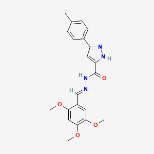 molecular formula C21H22N4O4 B2663109 (E)-3-(p-tolyl)-N'-(2,4,5-trimethoxybenzylidene)-1H-pyrazole-5-carbohydrazide CAS No. 306300-96-9