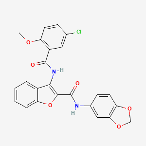 N-(benzo[d][1,3]dioxol-5-yl)-3-(5-chloro-2-methoxybenzamido)benzofuran-2-carboxamide