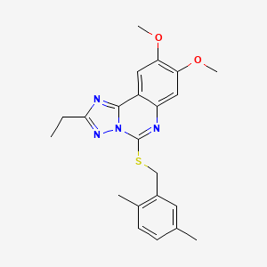 molecular formula C22H24N4O2S B2663122 5-[(2,5-Dimethylbenzyl)sulfanyl]-2-ethyl-8,9-dimethoxy[1,2,4]triazolo[1,5-c]quinazoline CAS No. 860650-31-3
