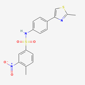 molecular formula C17H15N3O4S2 B2663136 4-Methyl-N-[4-(2-methyl-thiazol-4-yl)-phenyl]-3-nitro-benzenesulfonamide CAS No. 393837-81-5