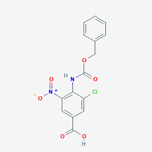 molecular formula C15H11ClN2O6 B2663143 3-Chloro-5-nitro-4-(phenylmethoxycarbonylamino)benzoic acid CAS No. 2287343-98-8