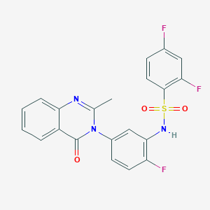 molecular formula C21H14F3N3O3S B2663164 2,4-二氟-N-(2-氟-5-(2-甲基-4-氧代喹唑啉-3(4H)-基)苯基)苯磺酰胺 CAS No. 899758-58-8