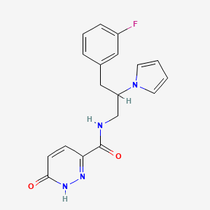 molecular formula C18H17FN4O2 B2663165 N-(3-(3-fluorophenyl)-2-(1H-pyrrol-1-yl)propyl)-6-oxo-1,6-dihydropyridazine-3-carboxamide CAS No. 1421468-28-1