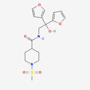 molecular formula C17H22N2O6S B2663170 N-(2-(furan-2-yl)-2-(furan-3-yl)-2-hydroxyethyl)-1-(methylsulfonyl)piperidine-4-carboxamide CAS No. 2034258-65-4