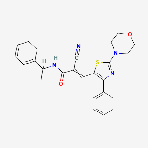 molecular formula C25H24N4O2S B2663179 2-cyano-3-(2-morpholin-4-yl-4-phenyl-1,3-thiazol-5-yl)-N-(1-phenylethyl)prop-2-enamide CAS No. 485763-86-8