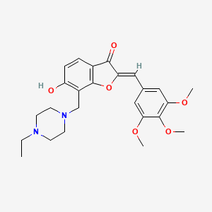 molecular formula C25H30N2O6 B2663182 (Z)-7-((4-ethylpiperazin-1-yl)methyl)-6-hydroxy-2-(3,4,5-trimethoxybenzylidene)benzofuran-3(2H)-one CAS No. 869078-64-8