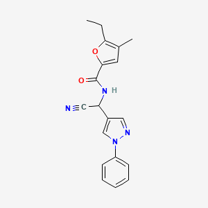 molecular formula C19H18N4O2 B2663183 N-[cyano(1-phenyl-1H-pyrazol-4-yl)methyl]-5-ethyl-4-methylfuran-2-carboxamide CAS No. 1445164-12-4