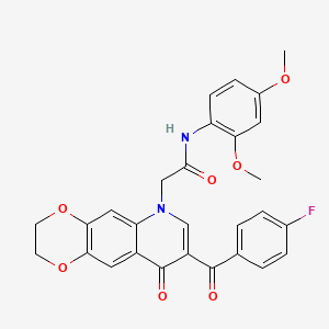 N-(2,4-dimethoxyphenyl)-2-[8-(4-fluorobenzoyl)-9-oxo-2,3-dihydro-[1,4]dioxino[2,3-g]quinolin-6-yl]acetamide