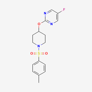 molecular formula C16H18FN3O3S B2663188 5-Fluoro-2-[1-(4-methylphenyl)sulfonylpiperidin-4-yl]oxypyrimidine CAS No. 2380171-38-8