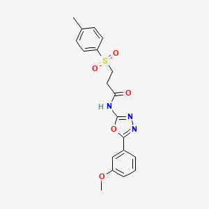 molecular formula C19H19N3O5S B2663191 N-(5-(3-甲氧基苯基)-1,3,4-噁二唑-2-基)-3-对甲苯磺酰基丙酰胺 CAS No. 898414-54-5