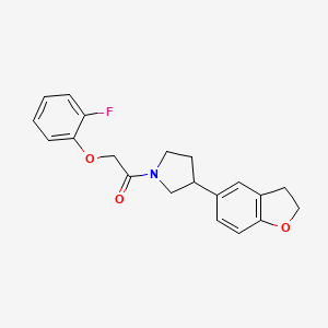 molecular formula C20H20FNO3 B2663196 1-[3-(2,3-Dihydro-1-benzofuran-5-yl)pyrrolidin-1-yl]-2-(2-fluorophenoxy)ethan-1-one CAS No. 2097899-71-1