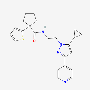 N-(2-(5-cyclopropyl-3-(pyridin-4-yl)-1H-pyrazol-1-yl)ethyl)-1-(thiophen-2-yl)cyclopentanecarboxamide