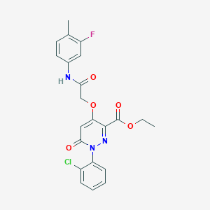 molecular formula C22H19ClFN3O5 B2663208 Ethyl 1-(2-chlorophenyl)-4-(2-((3-fluoro-4-methylphenyl)amino)-2-oxoethoxy)-6-oxo-1,6-dihydropyridazine-3-carboxylate CAS No. 899975-35-0