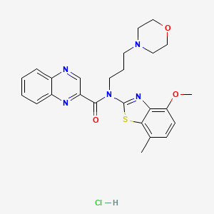 molecular formula C25H28ClN5O3S B2663214 N-(4-methoxy-7-methylbenzo[d]thiazol-2-yl)-N-(3-morpholinopropyl)quinoxaline-2-carboxamide hydrochloride CAS No. 1351620-83-1
