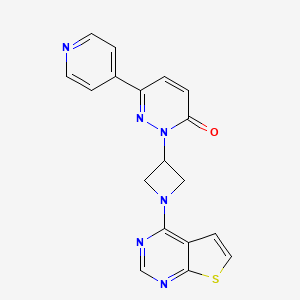 molecular formula C18H14N6OS B2663220 6-Pyridin-4-yl-2-(1-thieno[2,3-d]pyrimidin-4-ylazetidin-3-yl)pyridazin-3-one CAS No. 2380194-87-4