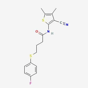 molecular formula C17H17FN2OS2 B2663222 N-(3-氰基-4,5-二甲基噻吩-2-基)-4-((4-氟苯基)硫基)丁酰胺 CAS No. 942003-31-8