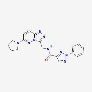 molecular formula C19H19N9O B2663224 2-苯基-N-((6-(吡咯啉-1-基)-[1,2,4]三唑并[4,3-b]吡啶-3-基甲基)-2H-1,2,3-三唑-4-甲酰胺 CAS No. 2034548-56-4