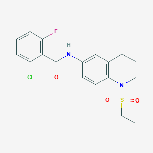 molecular formula C18H18ClFN2O3S B2663225 2-chloro-N-[1-(ethanesulfonyl)-1,2,3,4-tetrahydroquinolin-6-yl]-6-fluorobenzamide CAS No. 946294-84-4