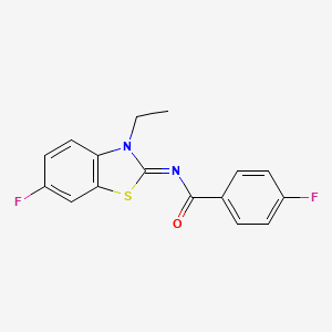 N-(3-ethyl-6-fluoro-1,3-benzothiazol-2-ylidene)-4-fluorobenzamide