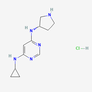 molecular formula C11H18ClN5 B2663239 (S)-N4-Cyclopropyl-N6-(pyrrolidin-3-yl)pyrimidine-4,6-diamine hydrochloride CAS No. 1354018-58-8