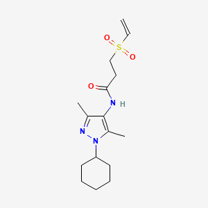 molecular formula C16H25N3O3S B2663248 N-(1-Cyclohexyl-3,5-dimethylpyrazol-4-yl)-3-ethenylsulfonylpropanamide CAS No. 2224539-52-8