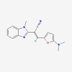 molecular formula C17H16N4O B2663252 (E)-3-[5-(二甲胺基)呋喃-2-基]-2-(1-甲基苯并咪唑-2-基)丙-2-烯腈 CAS No. 1351580-28-3