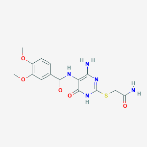 N-(4-amino-2-((2-amino-2-oxoethyl)thio)-6-oxo-1,6-dihydropyrimidin-5-yl)-3,4-dimethoxybenzamide