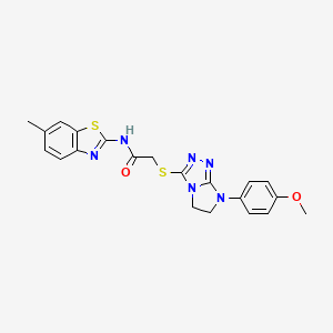 molecular formula C21H20N6O2S2 B2663262 2-((7-(4-methoxyphenyl)-6,7-dihydro-5H-imidazo[2,1-c][1,2,4]triazol-3-yl)thio)-N-(6-methylbenzo[d]thiazol-2-yl)acetamide CAS No. 921789-34-6