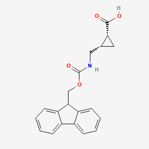 molecular formula C20H19NO4 B2663264 (1R,2S)-2-(((((9H-Fluoren-9-yl)methoxy)carbonyl)amino)methyl)cyclopropane-1-carboxylic acid CAS No. 2088112-39-2