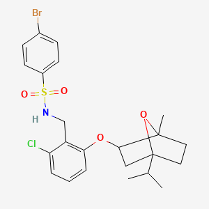 molecular formula C23H27BrClNO4S B2663279 4-bromo-N-{2-chloro-6-[(4-isopropyl-1-methyl-7-oxabicyclo[2.2.1]hept-2-yl)oxy]benzyl}benzenesulfonamide CAS No. 1005073-58-4