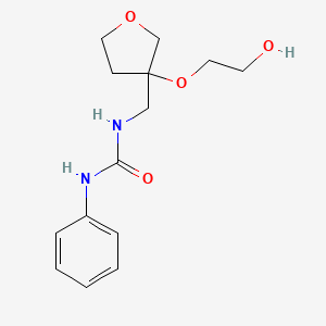 molecular formula C14H20N2O4 B2663285 1-((3-(2-Hydroxyethoxy)tetrahydrofuran-3-yl)methyl)-3-phenylurea CAS No. 2309569-56-8