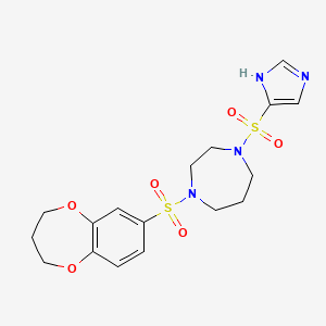 molecular formula C17H22N4O6S2 B2663286 1-(3,4-dihydro-2H-1,5-benzodioxepine-7-sulfonyl)-4-(1H-imidazole-4-sulfonyl)-1,4-diazepane CAS No. 1903888-20-9