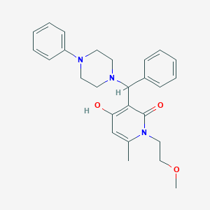 molecular formula C26H31N3O3 B2663290 4-羟基-1-(2-甲氧基乙基)-6-甲基-3-(苯基(4-苯基哌嗪-1-基)甲基)吡啶-2(1H)-酮 CAS No. 904825-80-5