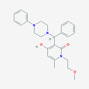 4-hydroxy-1-(2-methoxyethyl)-6-methyl-3-[phenyl(4-phenylpiperazin-1-yl)methyl]-1,2-dihydropyridin-2-one