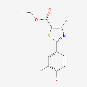 molecular formula C14H14FNO2S B2663297 Ethyl 2-(4-fluoro-3-methylphenyl)-4-methyl-1,3-thiazole-5-carboxylate CAS No. 2089257-57-6