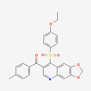 molecular formula C26H21NO6S B2663316 8-(4-ethoxybenzenesulfonyl)-7-(4-methylbenzoyl)-2H-[1,3]dioxolo[4,5-g]quinoline CAS No. 866895-83-2