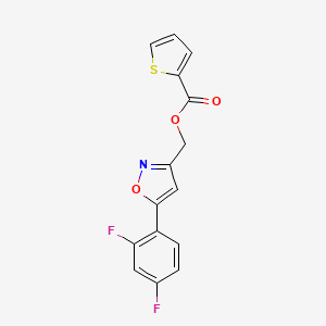 molecular formula C15H9F2NO3S B2663319 [5-(2,4-difluorophenyl)-1,2-oxazol-3-yl]methyl thiophene-2-carboxylate CAS No. 1021060-39-8