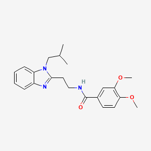 molecular formula C22H27N3O3 B2663323 3,4-dimethoxy-N-[2-[1-(2-methylpropyl)benzimidazol-2-yl]ethyl]benzamide CAS No. 850922-95-1