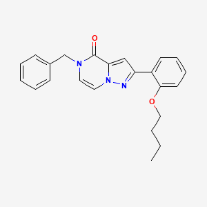 molecular formula C23H23N3O2 B2663325 5-benzyl-2-(2-butoxyphenyl)pyrazolo[1,5-a]pyrazin-4(5H)-one CAS No. 1359451-18-5