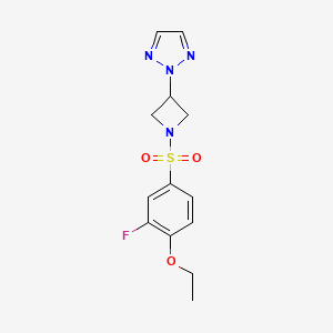 molecular formula C13H15FN4O3S B2663333 2-(1-((4-ethoxy-3-fluorophenyl)sulfonyl)azetidin-3-yl)-2H-1,2,3-triazole CAS No. 2178771-31-6