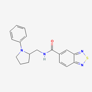 molecular formula C18H18N4OS B2663336 N-((1-phenylpyrrolidin-2-yl)methyl)benzo[c][1,2,5]thiadiazole-5-carboxamide CAS No. 1797023-60-9