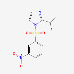 molecular formula C12H13N3O4S B2663349 2-Isopropyl-1-(3-nitro-benzenesulfonyl)-1H-imidazole CAS No. 332388-91-7