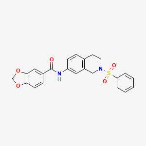 N-(2-(phenylsulfonyl)-1,2,3,4-tetrahydroisoquinolin-7-yl)benzo[d][1,3]dioxole-5-carboxamide