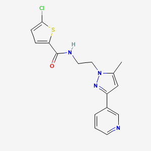 molecular formula C16H15ClN4OS B2663355 5-chloro-N-(2-(5-methyl-3-(pyridin-3-yl)-1H-pyrazol-1-yl)ethyl)thiophene-2-carboxamide CAS No. 2034509-99-2