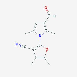 molecular formula C14H14N2O2 B2663356 2-(3-甲酰-2,5-二甲基-1H-吡咯-1-基)-4,5-二甲基呋喃-3-碳腈 CAS No. 872473-70-6