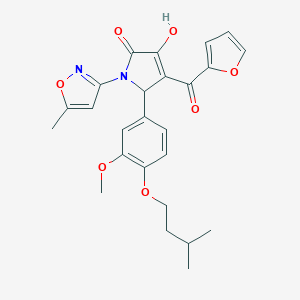 molecular formula C25H26N2O7 B266336 4-(2-furoyl)-3-hydroxy-5-[4-(isopentyloxy)-3-methoxyphenyl]-1-(5-methyl-3-isoxazolyl)-1,5-dihydro-2H-pyrrol-2-one 